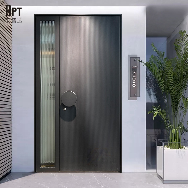 Luxury Aluminum Glass Anti-Theft Pivot Entry Doors Modern Exterior Door Design for Villa and Hotel Main Entrance