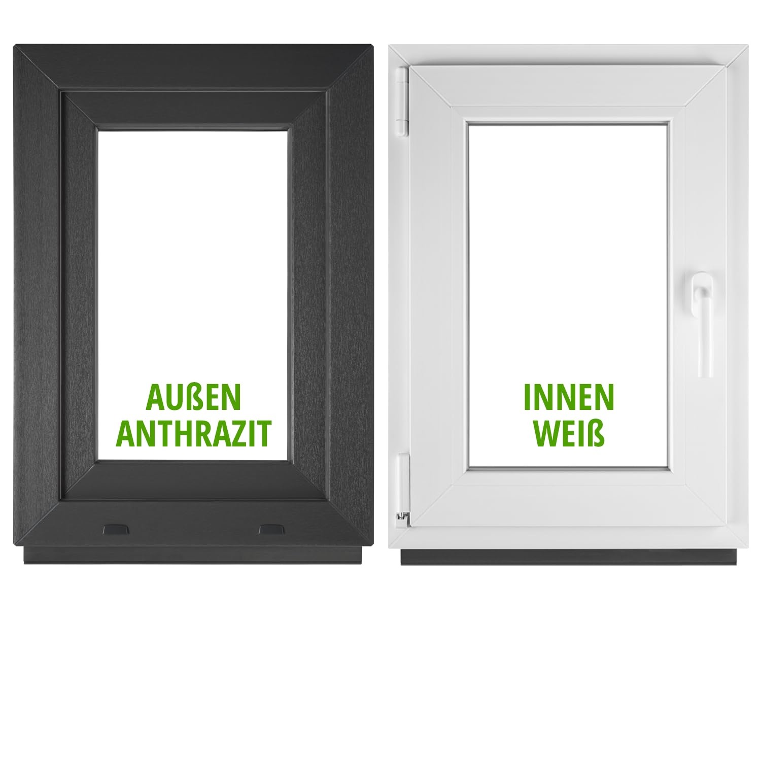 Basement Window DIN Left Outer Aluminum Anthracite White Interior Horizontal Double Glazing 32mm Heat Protection Sound
