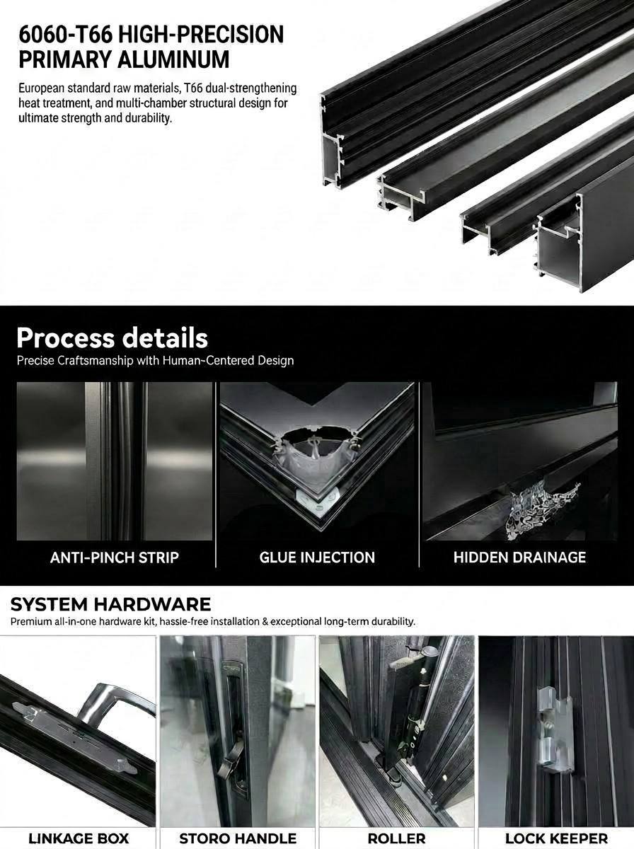 DBIAO Luxury Modern Slim Frame Aluminum Folding Door Hardware Detail