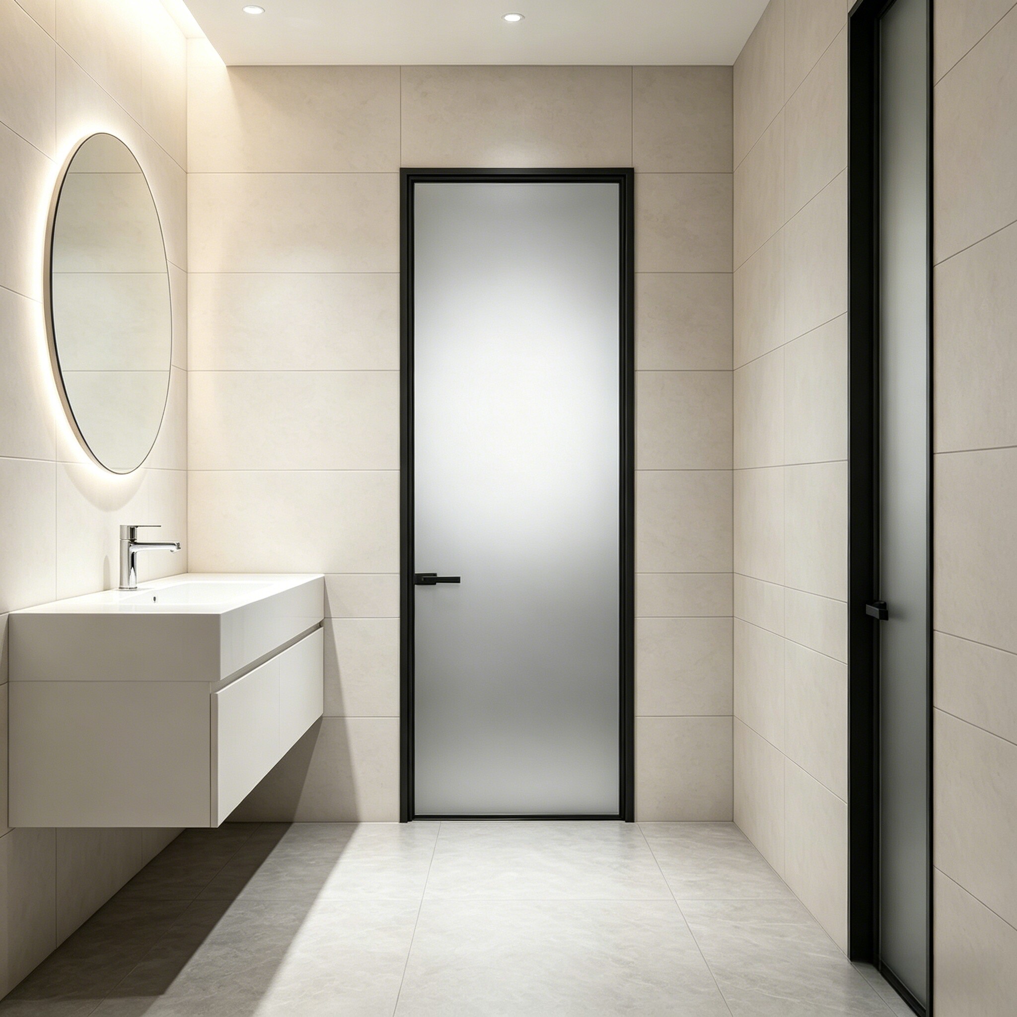 Custom Aluminum Bathroom Glass Door with Slim Frame for Modern Interior Projects