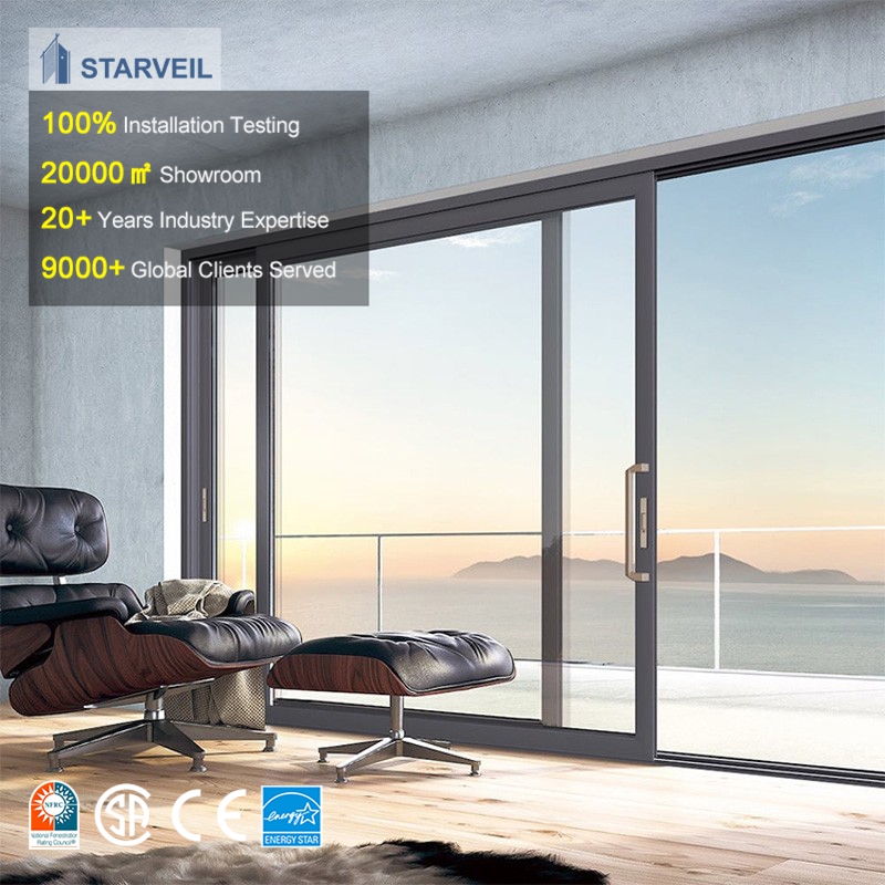 Industry Leader Supplier Modern Sliding Doors Double Glazing Aluminum Clad Door Residential Exterior &amp; Interior Use Glass Doors