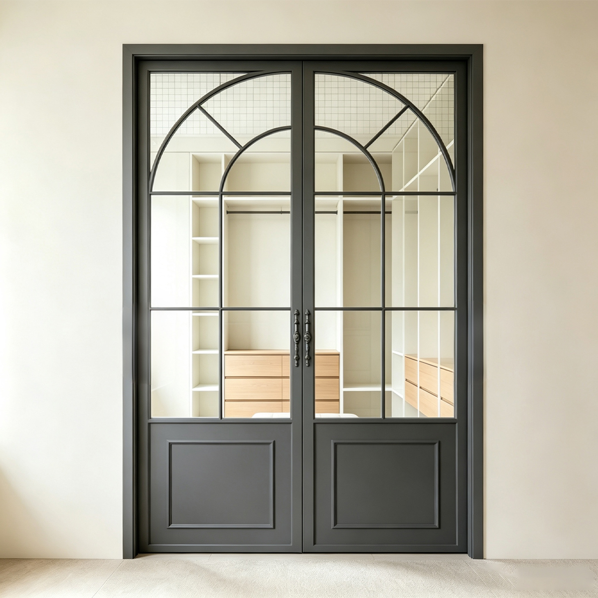 Wholesale Grille Soundproof Windproof Sealed Moisture-Proof Aluminum Glass French Casement Door for Bedroom