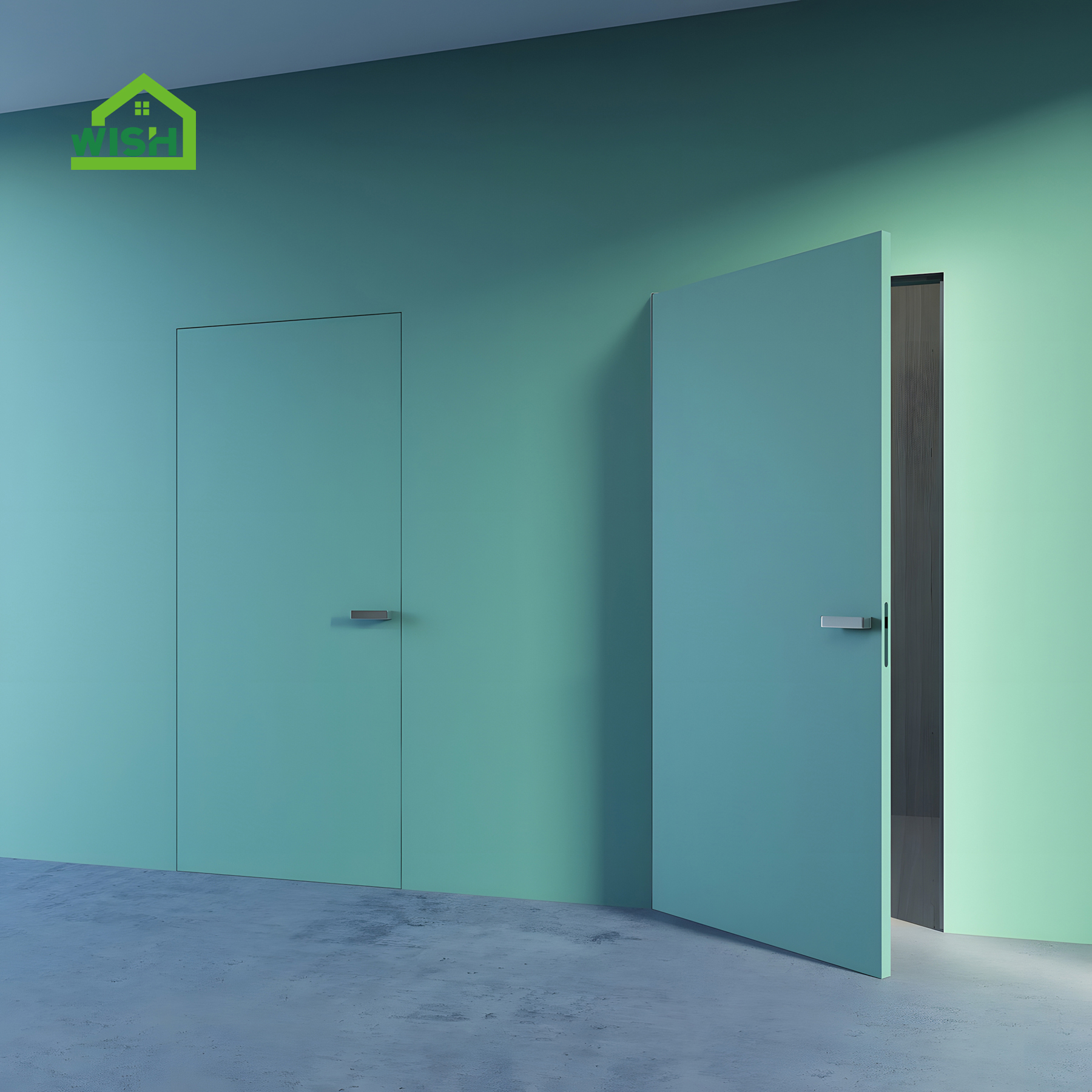 Modern Invisible Paintable Interior Door Frameless Aluminum MDF Prehung Hidden Door with Wood Secret Finished Door