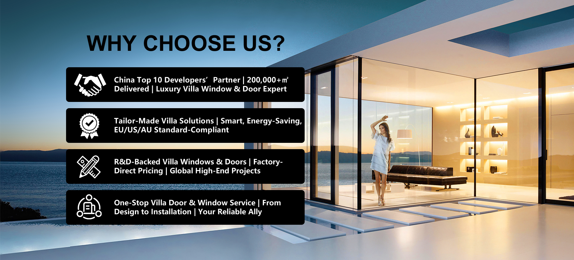 Heavy Duty Aluminum Multi Slide Patio Door for Hotel Luxury Villa German Hardware Ultra Slim Sightline Minimalist Double Glazed