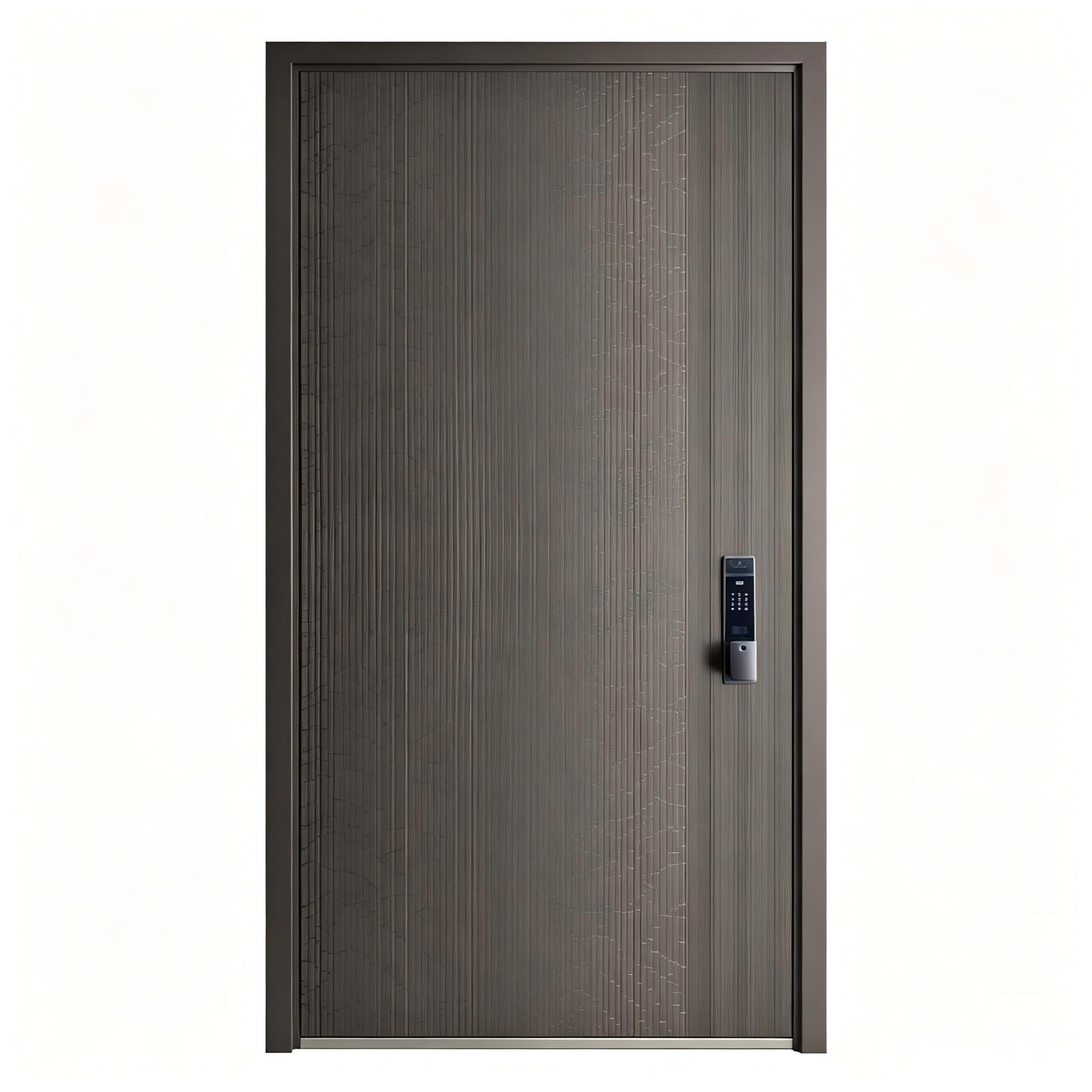 Thermal Break Aluminum Modern Single and Half Leaf Entry Door Low-E Glass Fingerprint Lock PVDF Coating Villa Hotel ODM Custom