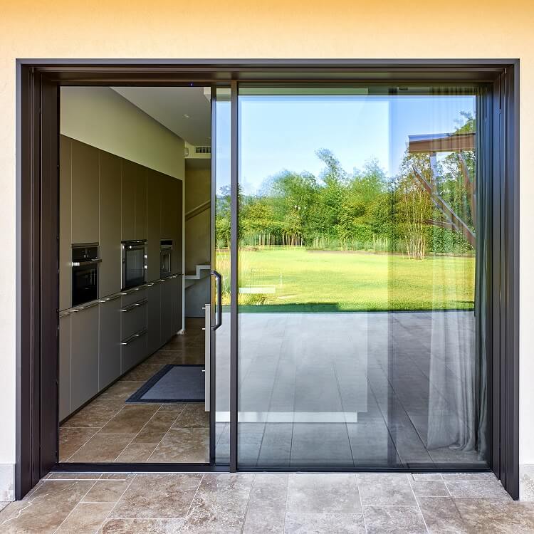 Aluminium Sliding Doors Interior Soft Close Black Frame 4 Panel Indoor Sliding Glass Doors