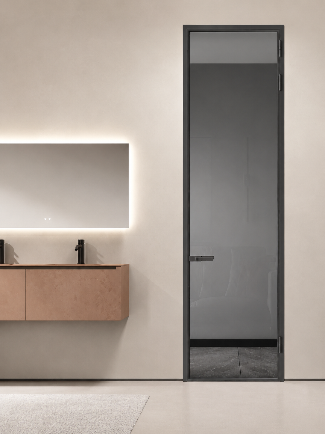Custom Aluminum Bathroom Glass Door with Slim Frame for Modern Interior Projects