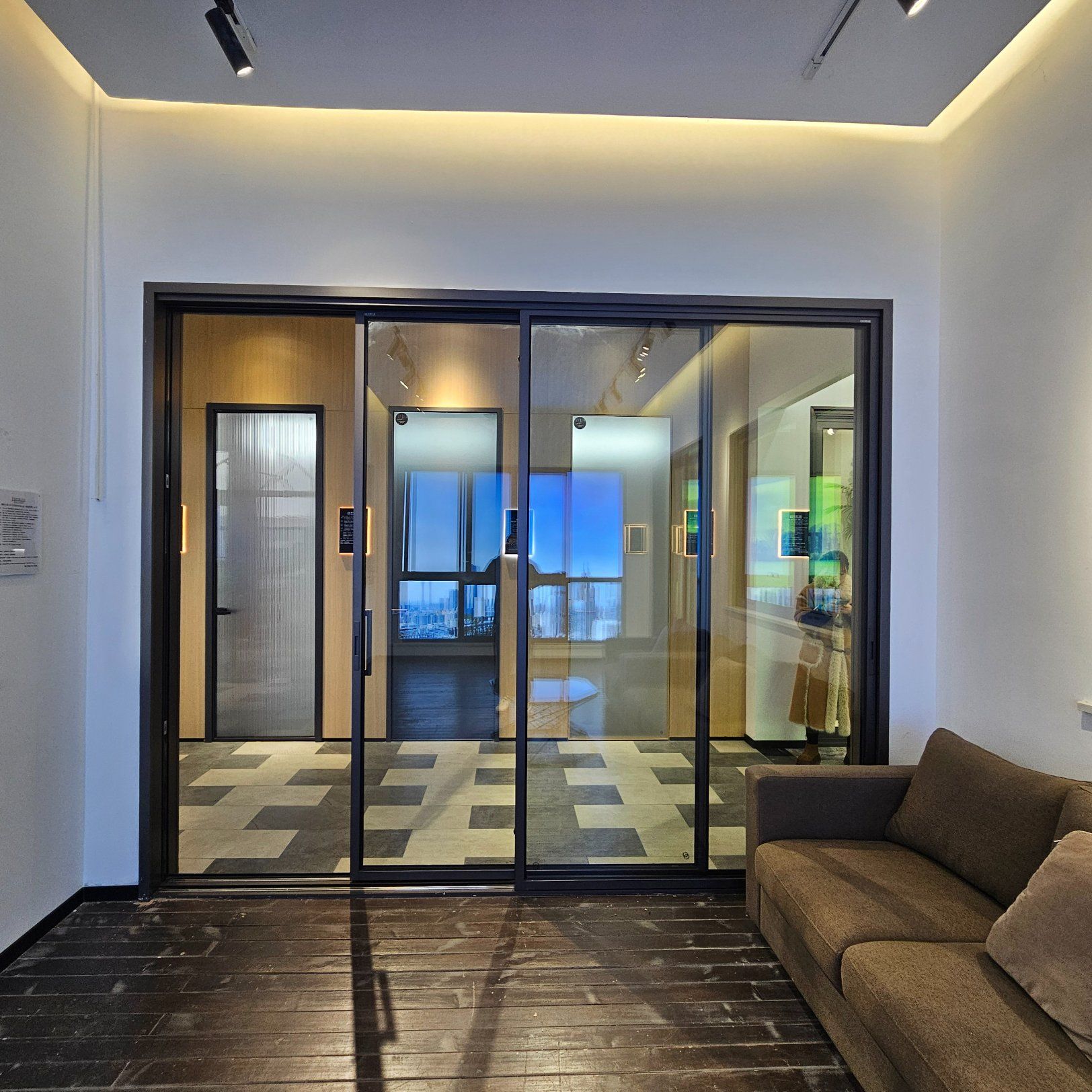 Modern Chinese Style Aluminum Sliding Door Aluminum Alloy Fiberglass Screen Netting Bathroom Living Room