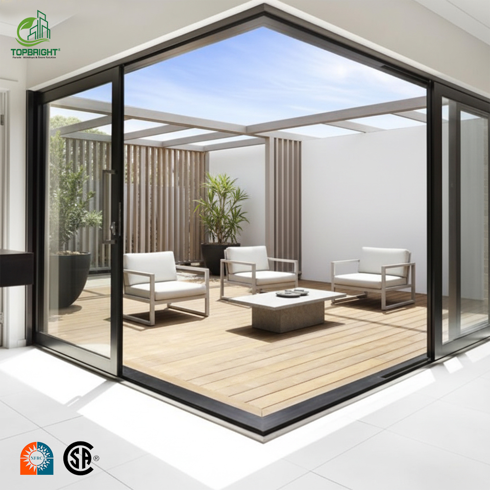 Topbright Custom Double Glazed Thermal Break Glass Doors Modern Minimalist Slim Frame Aluminum Sliding Doors for Luxury Homes