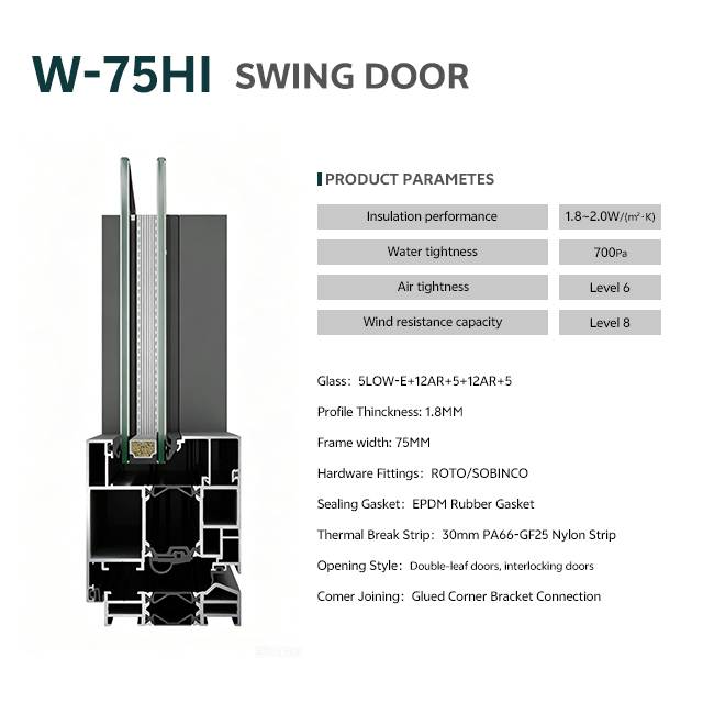 NFRC Hotel Commercial Hurricane Impact Aluminum Triple Glass French Swing Door Patio Entrance Double Doors