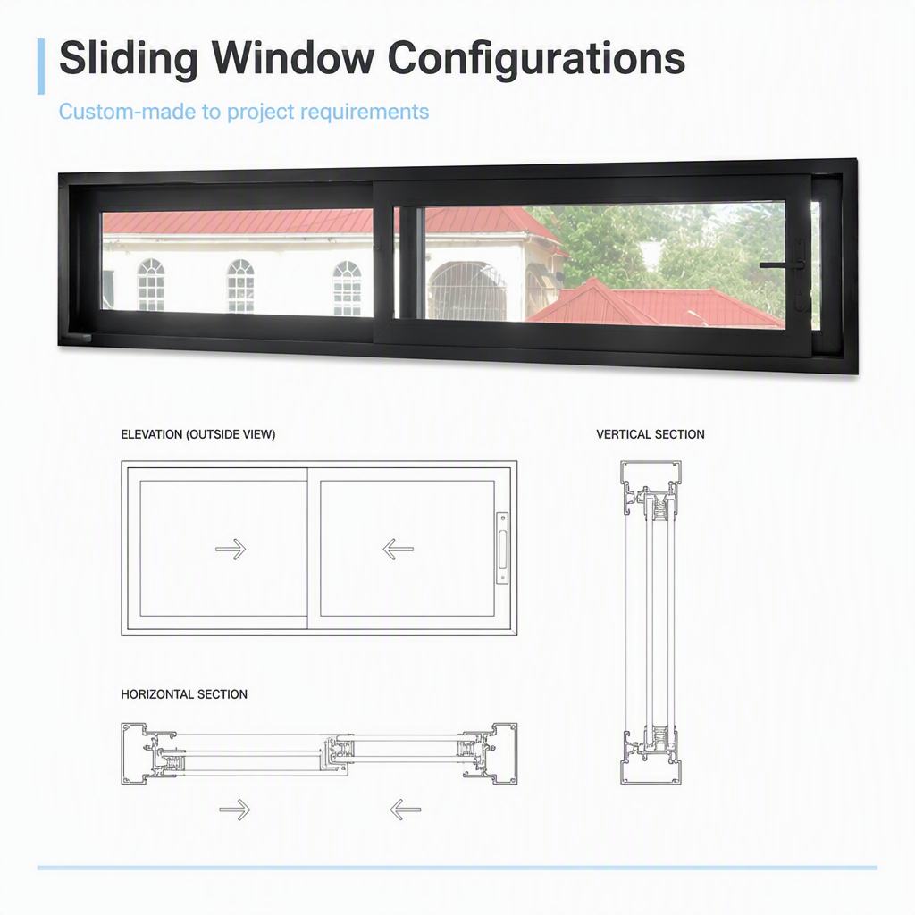 Double Glazing for House Windows, AS2047 AS2088 Two Track Sliding Double Glazed Thermal Break Waterproof Aluminium Windows