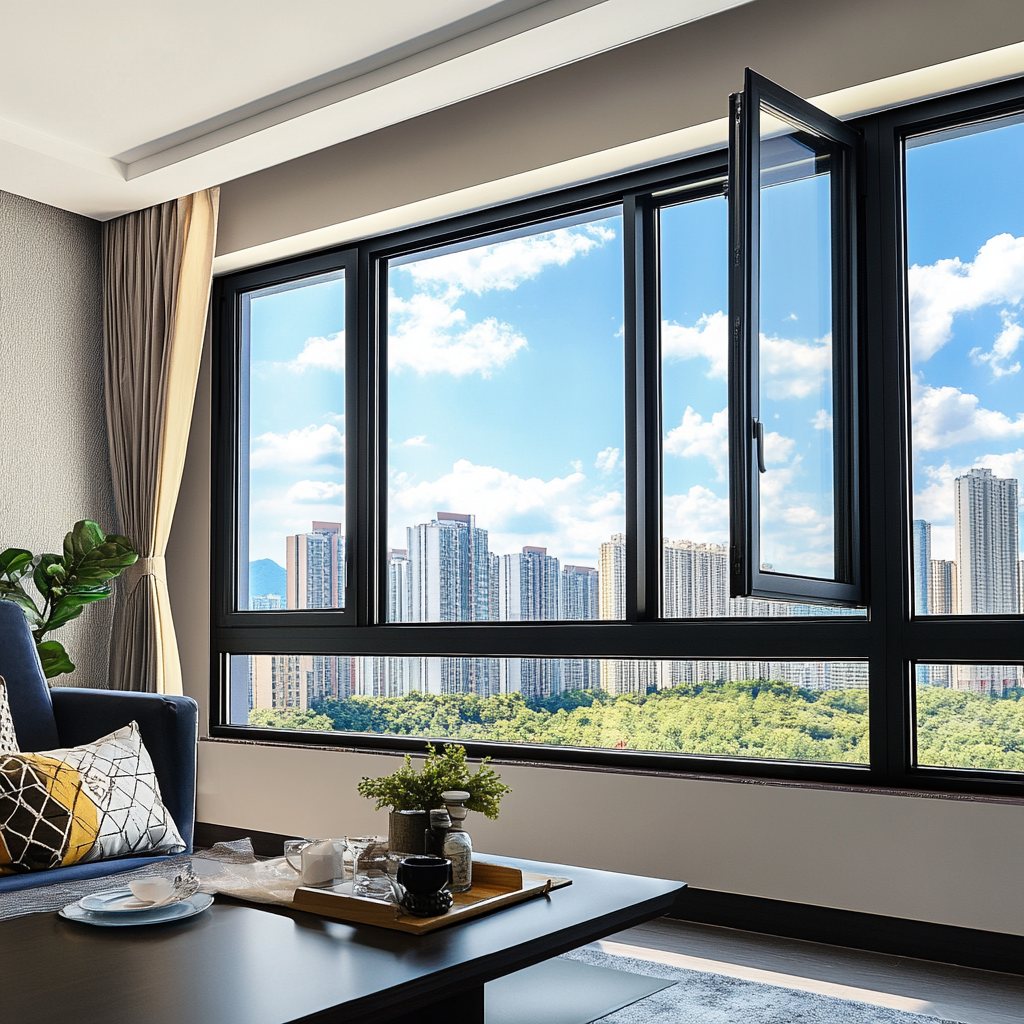 European Modern Style 110mm Thermal Break Aluminum Casement Windows Tempered German OAOSM Hinges 100000 Cycles Villas Kitchens