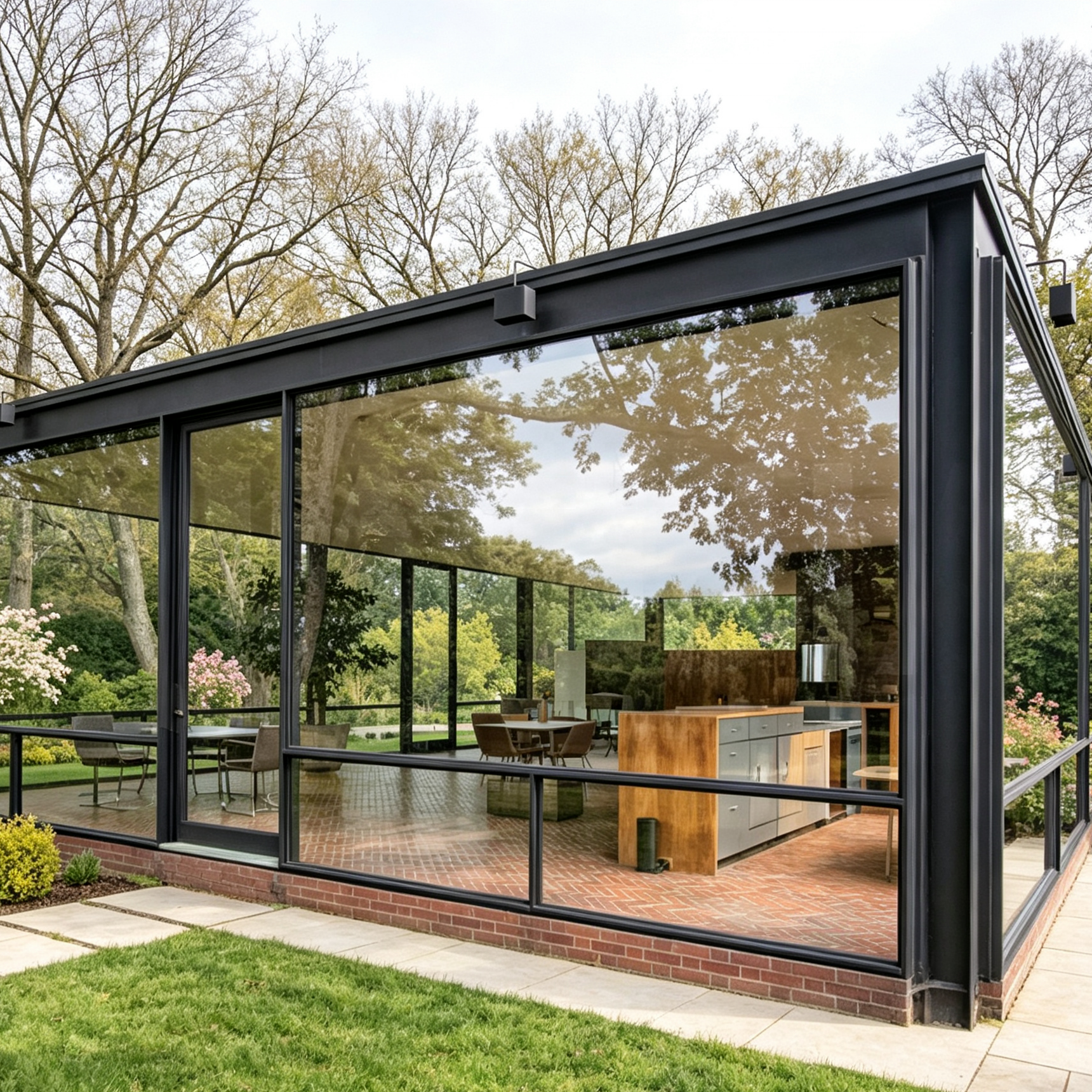 Custom Size Modern Aluminum Glass Sunroom Double Tempered Double Glazed Low-E Glass Flat Roof Panoramic Sliding Garden