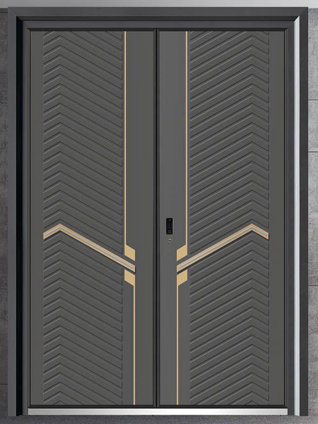 American Standard Intelligent Lock Swing Entrance Door Aluminum Material Villa Gate Modern Safety Fire Prevention Outer Door
