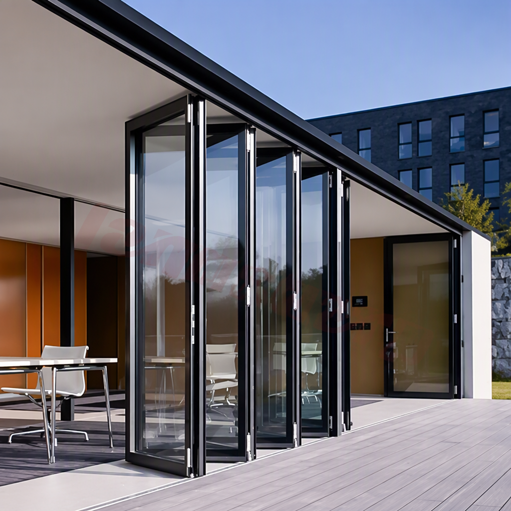 Landsharp 2025 New Style Double Glass Exterior Front Residential Entry Doors Balcony Accordion Aluminum Bifold Door