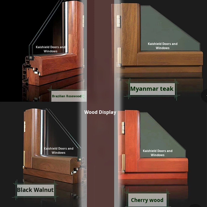 Custom Aluminum-Clad Wood Doors Windows Screen Integrated System Soundproof Balcony Casement Postmodern Design Customization