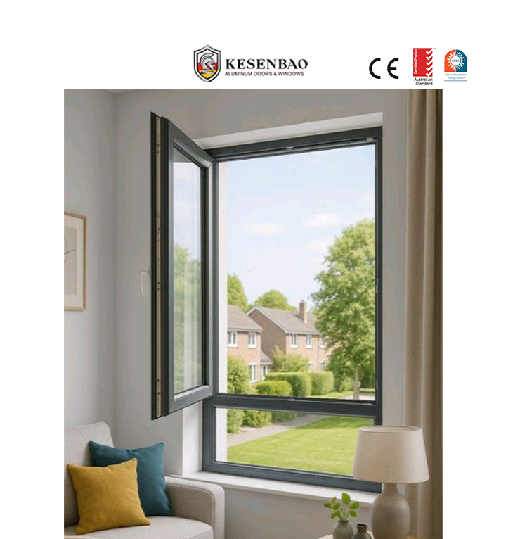 NFRC CE AS2047 Slim Frame Aluminium Casement windows With Screens For House Aluminum Tilt Turn Awning Windows