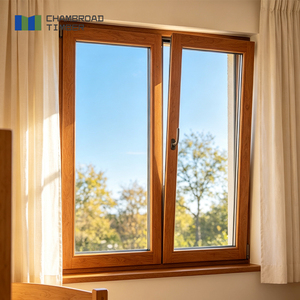 Modern Wood Aluminum Window German Hardware Triple Glazed Tempered Glass Energy Star Rated For Kitchen Villa