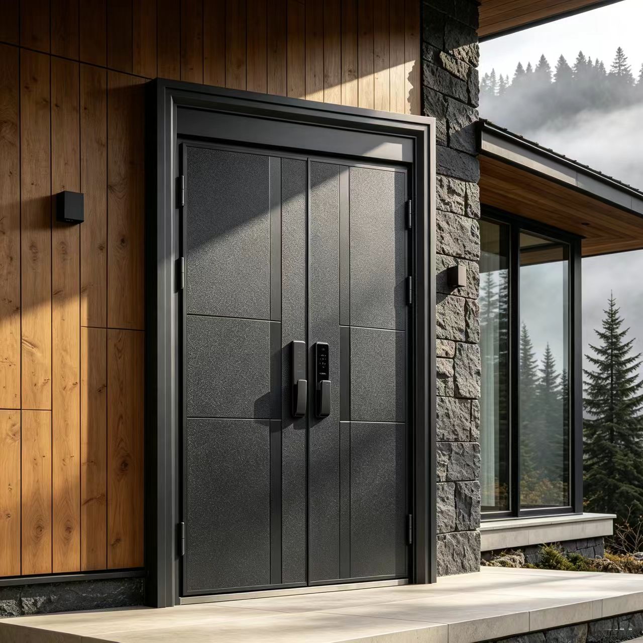 High-End Aluminum Armored Security Door Modern Minimalist Villa Front Entry Thickened Anti-Bullet Anti-Pry Waterproof Hotel