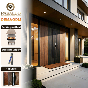2026 OEM PSL New Design Stylish Wooden Residential Home Villa Entrance Security Front Entry Exterior Aluminium Doors for Houses