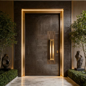 Custom Luxury Cast Aluminum Anti-Theft Heavy Duty Security Front Door 3D Sculptural Design Exterior Use Villa Side Opening