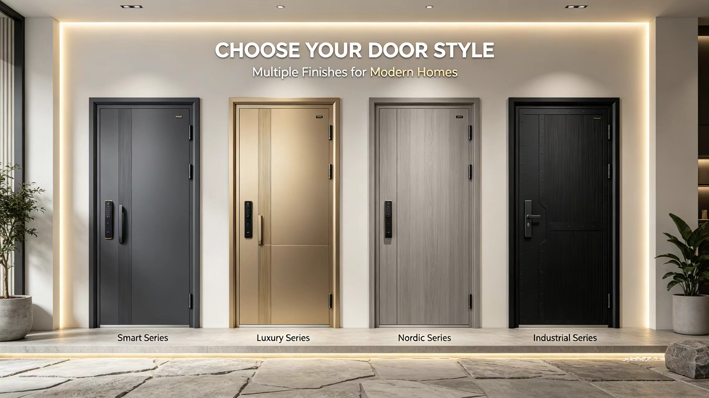 High-End Aluminum Armored Security Door Modern Minimalist Villa Front Entry Thickened Anti-Bullet Anti-Pry Waterproof Hotel