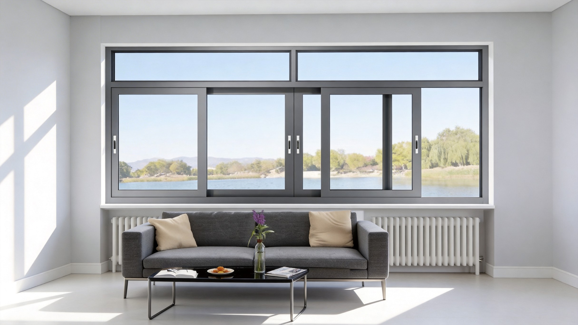 Factory Mobile Home Simple Aluminum Double Glazed Fix Windows Hot Sale Sliding Glass Window for House