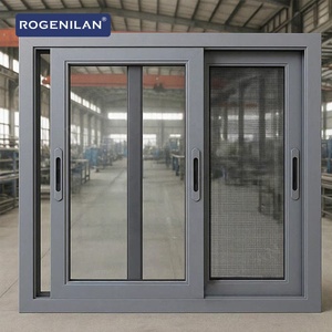 Rogenilan Residential Double Glass Low-E Glazed Sliding Windows Aluminum Slide Window With Mosquito Net