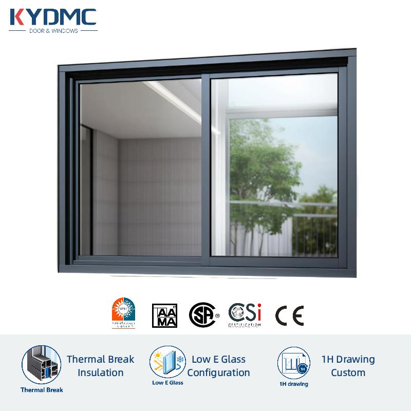 Aluminum Sliding Windows Double Tempered Glazed Screen Modern Home and Apartment Safety Ventilation with Grill Window