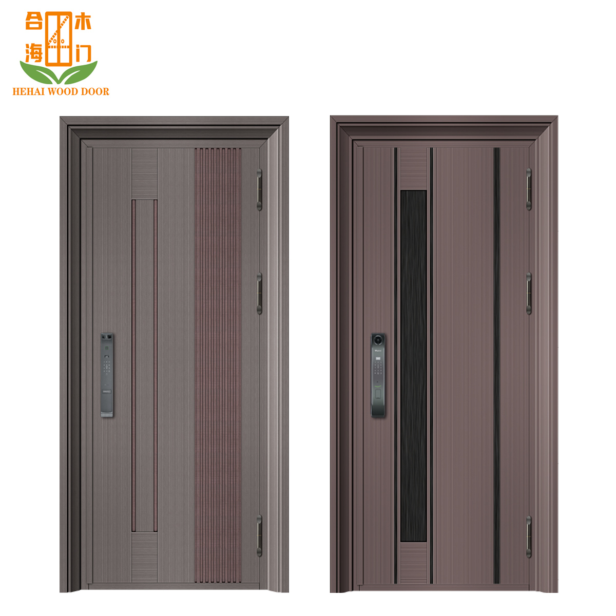 HEHAI Commercial Modern Aluminum Alloy Fire Prevention Security Entry Door for Villa &amp; Hall with 5+ Year Warranty