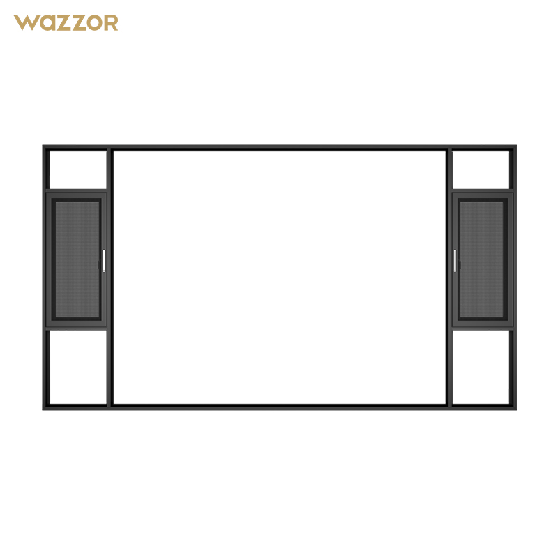 Wazzor New Arrival Villa Modern Hurricane-Proof Impact Energy Efficiency Patio Aluminum Double Glass Hinge Window