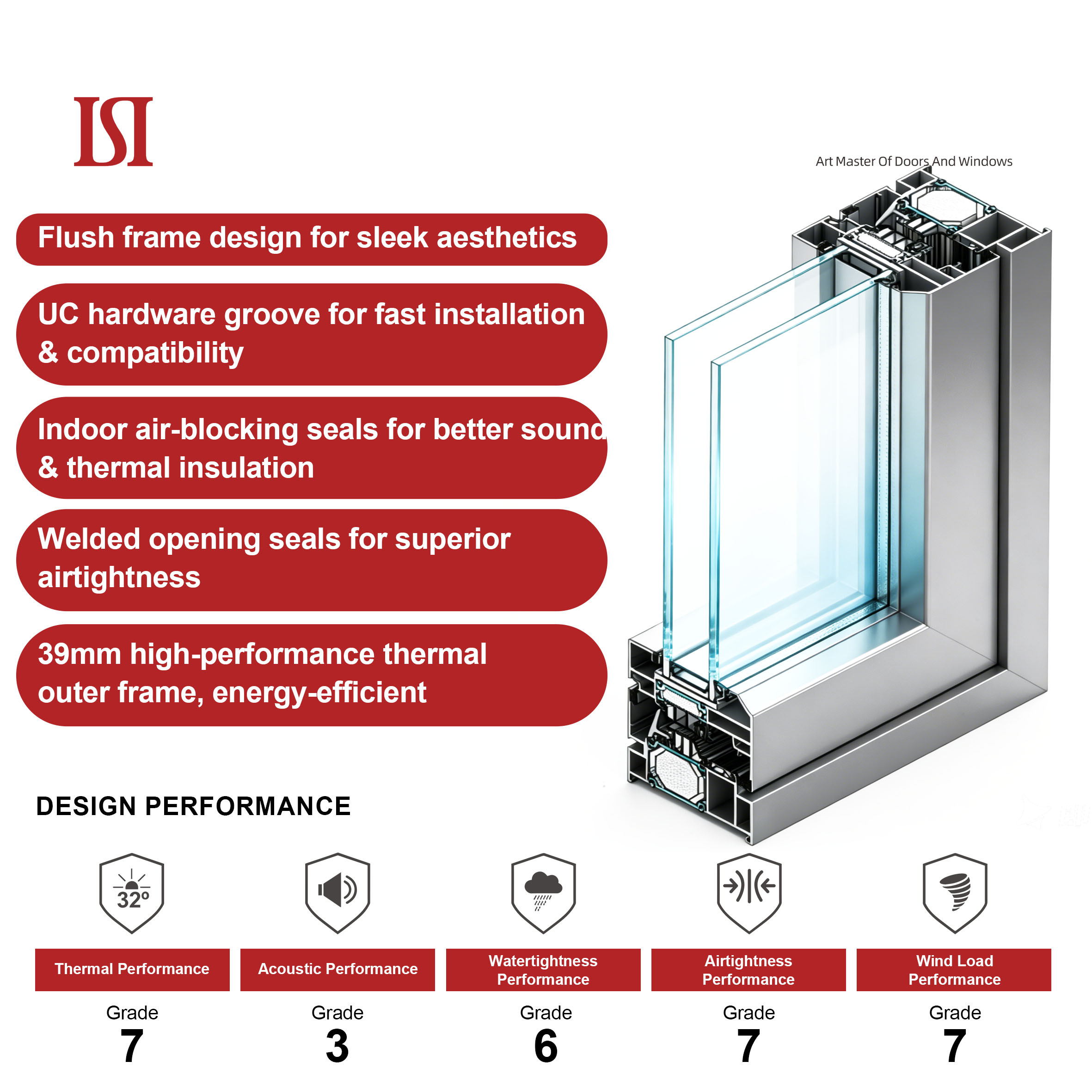 Modern Style Energy Efficient Thermal Break Aluminum Triple Double Glaze Windows Passive House Casement Glass