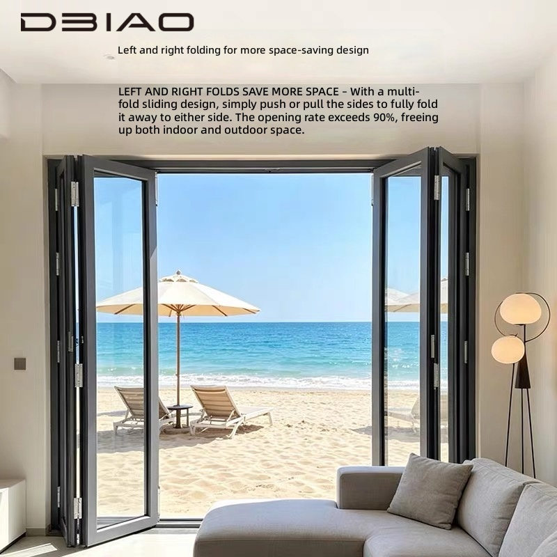 DBIAO Luxury Modern Slim Frame Aluminum Folding Door Double Glazed for Exterior Entry Hotel & Mall Use