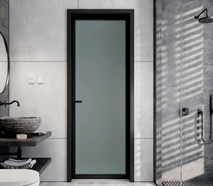 RG50 Minimalist Aluminum Casement Door Soundproof Glass Swing Door for Office Kitchen Bathroom