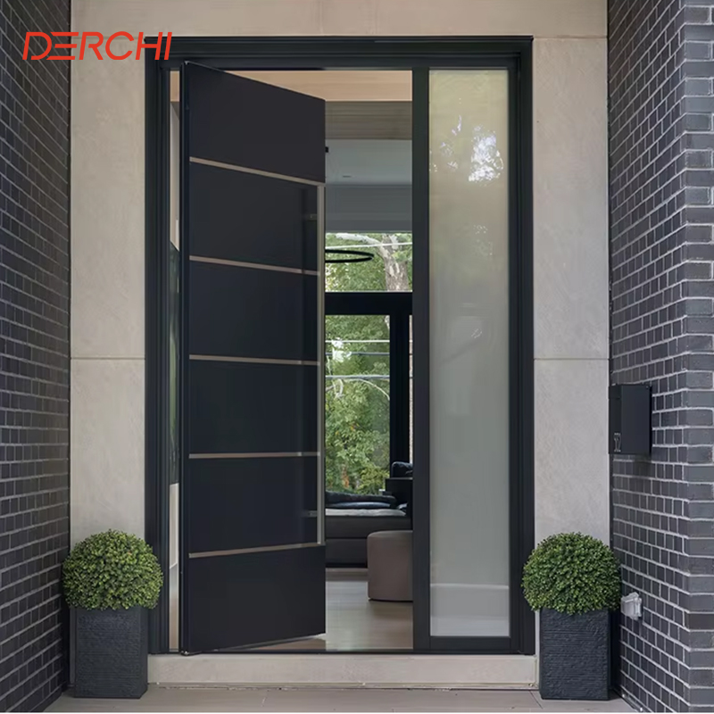 Luxury Design Aluminum Pivot Doors for Houses Fire Prevent Aluminum Exterior Security Front Doors