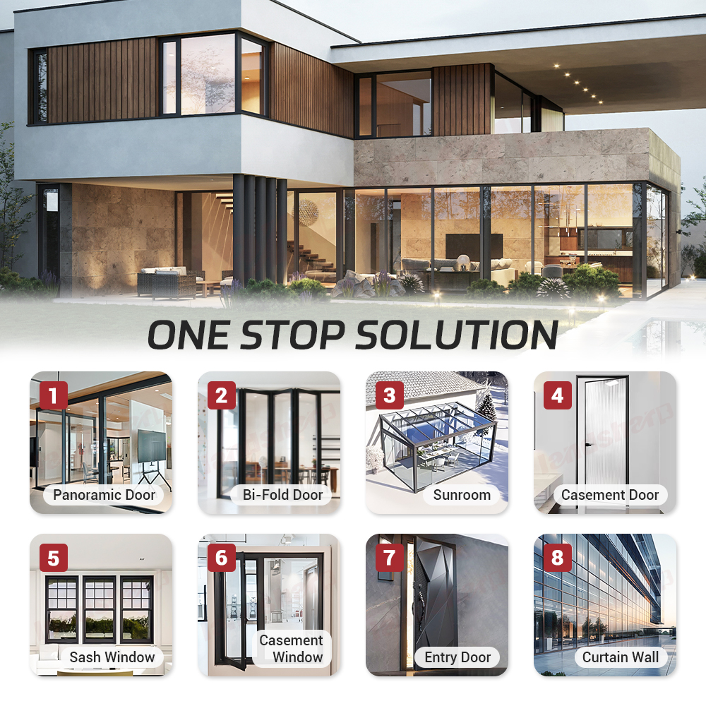 Landsharp Vintage Triple Glazed Windows Residential Design Aluminum Alloy Frame Single Double Hung Sash Window