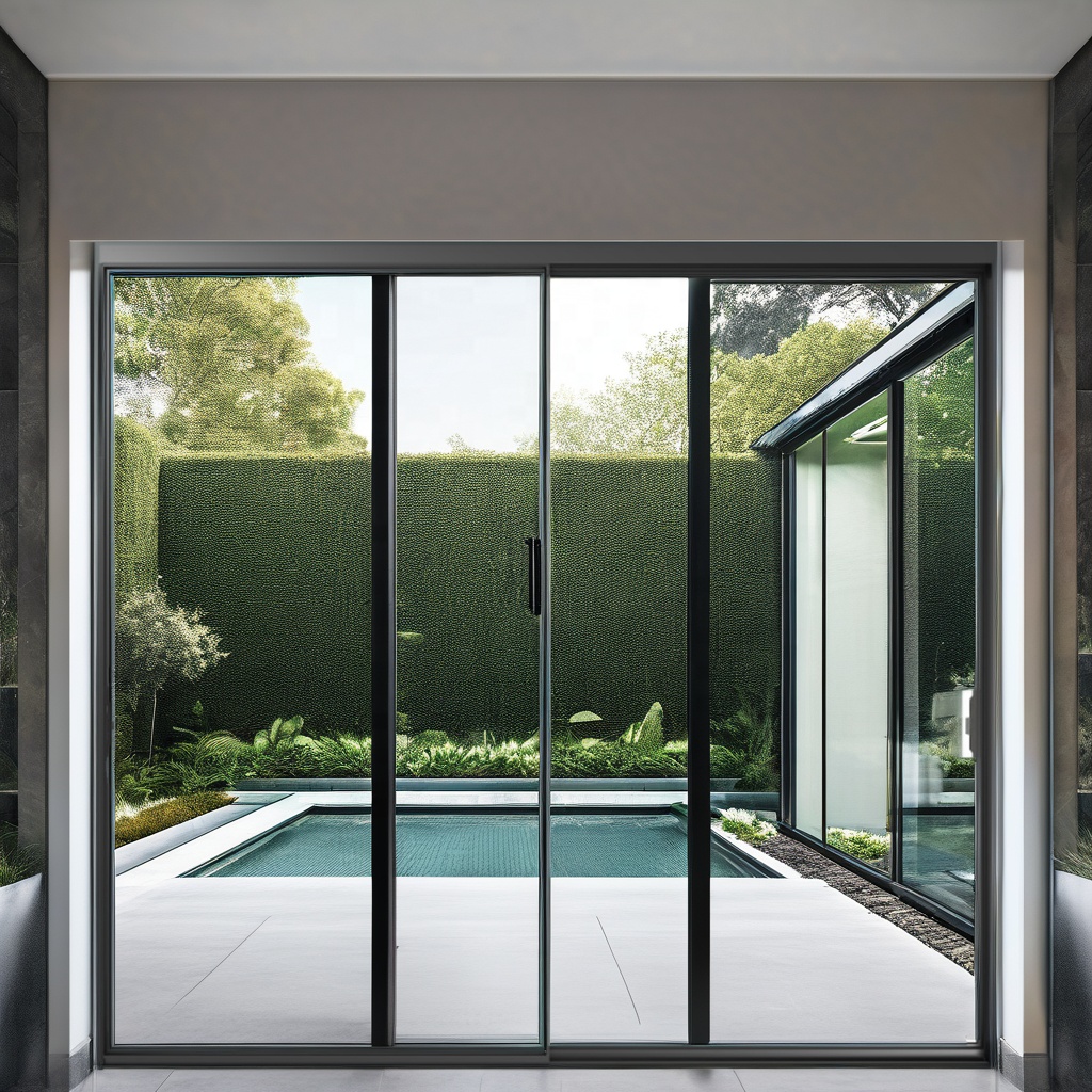 Interior Sliding Doors Aluminum Profiles windproof heat insulation Double Tempered Glass Door with fly screen for exterior villa