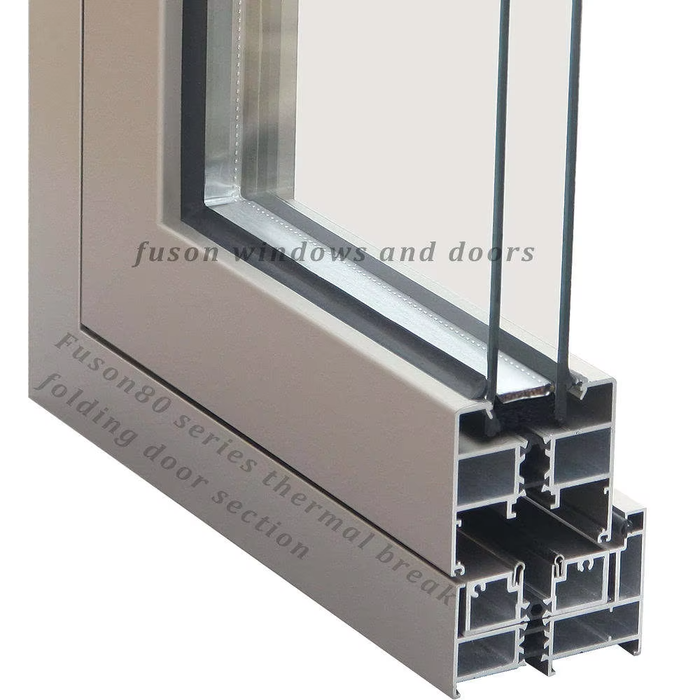 Fuson Modern Home Main Entrance Security Entry Front Doors Aluminum Patio Bi Folding Metallic Aluminum Glass Pivot Door