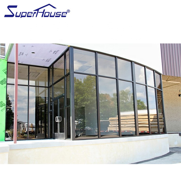 USA Shopfront Storefront Customized Commercial Aluminium Fix Picture Window with Tinted Mirror Glass for Shopfront