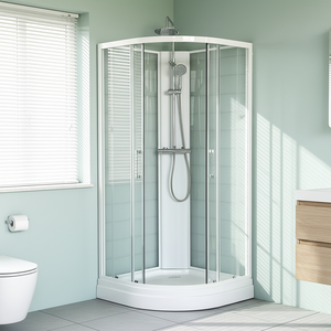 Wholesale Customized Bathroom White Aluminum Alloy Frame Waterproof Double Sliding Tempered Glass Door Complete Shower Cabin