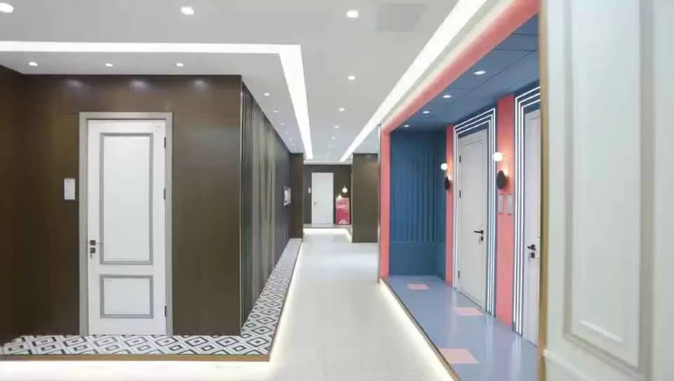 WH Certified Minimalist Aluminum Wood Composite Fire Rated Sound Insulation Door 35dB for Apartment Bedroom Hotel Office