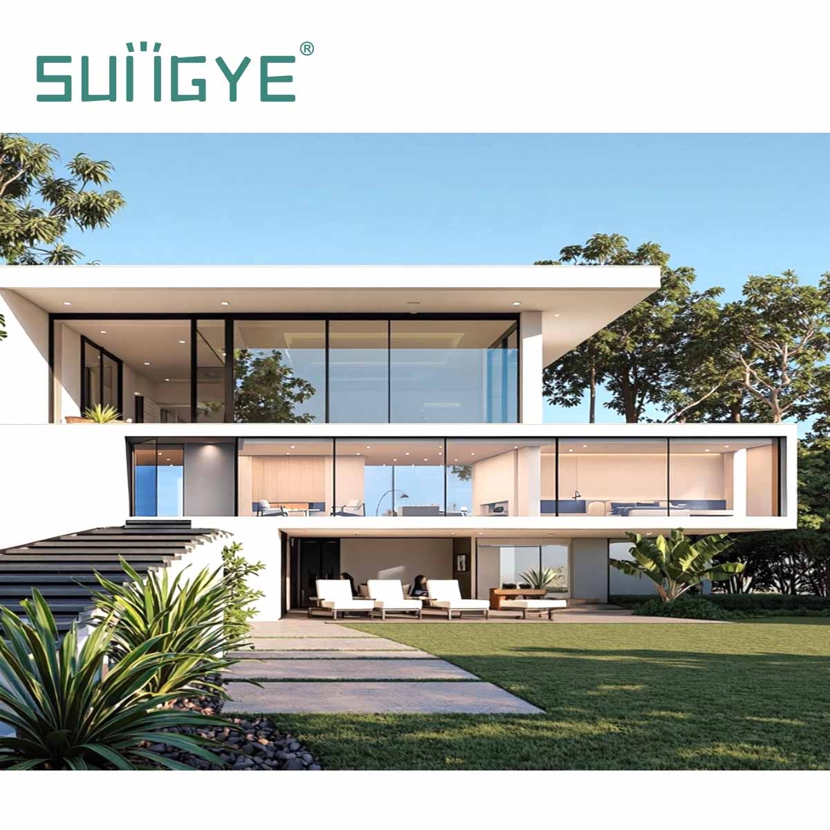 SUNGYE AS2047 Custom Villa House Project Slide Doors Hurricane Proof Black Aluminum Frame Sliding Doors Front Entry Glass Doors