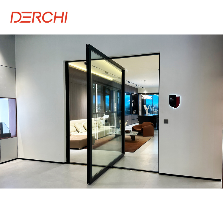 DERCHI Security Luxury Aluminum Pivot Door Heavy Duty Thermal Break Large Glass Aluminum Pivot Door for Modern House