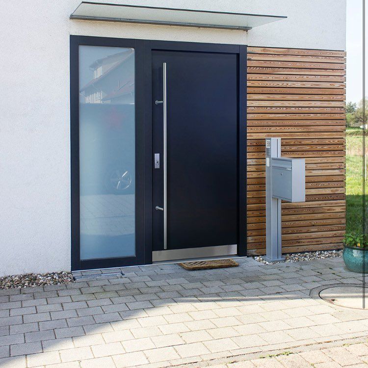 For Customized Security Modern Windproof Glass Front Door Aluminum Alloy Frame Graphic Design for Villas Houses 5-Year