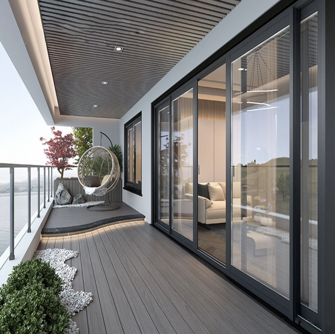 Commercial Modern Design Shop Villa Patio Tempered Glass Aluminum Alloy Sliding Door