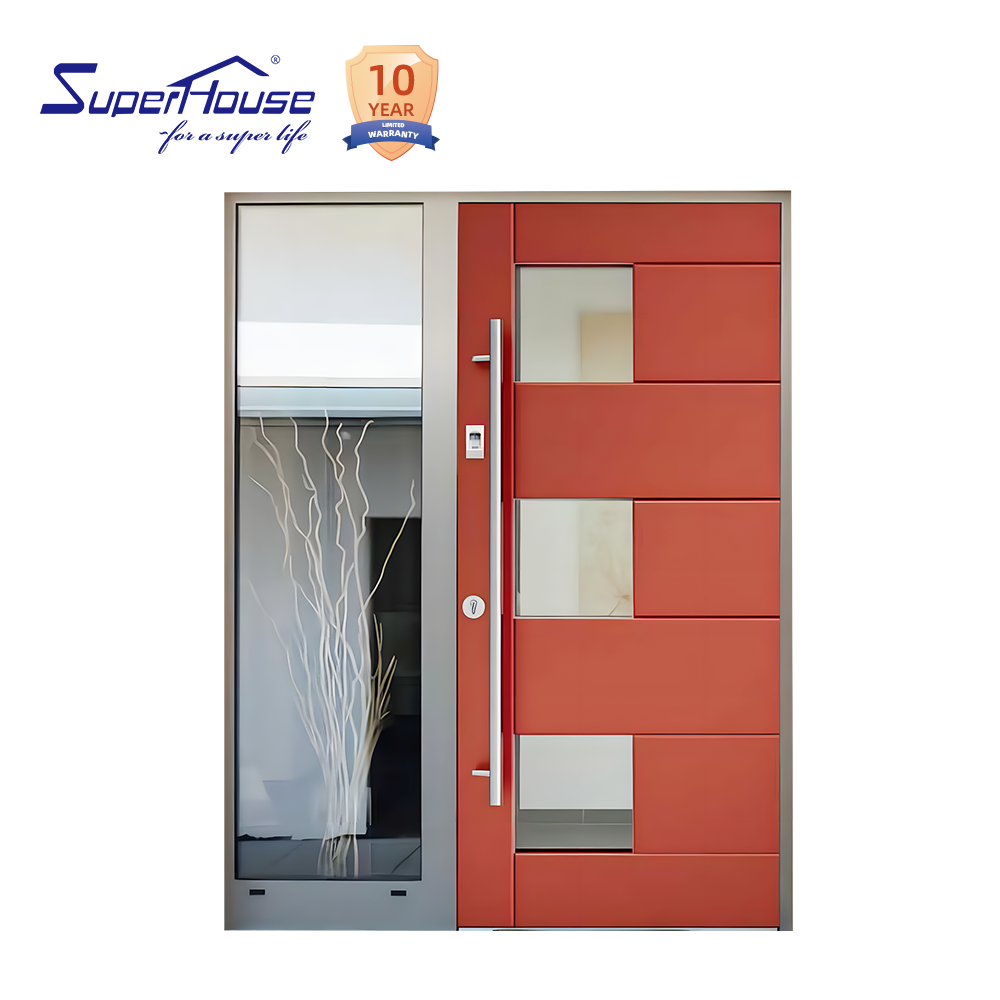 Luxury Aluminum Hurricane Impact Front Entry Door NOA FPA AAMA NFRC Certified High Wind Resistant Villa Exterior Hinged Door
