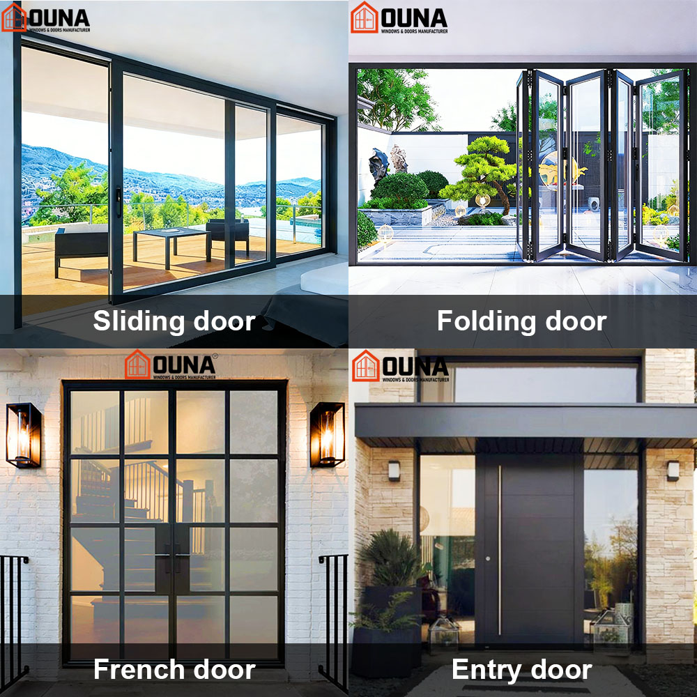 OUNA Customized Modern Swing Aluminum Casement Window Low-E Tempered Double Glass Thermal Break Hurricane Impact Proof