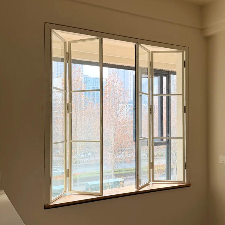 Space Saving Thermal Break Aluminum Horizontal Folding Window Double Tempered Glass Side Stack for Shop Front