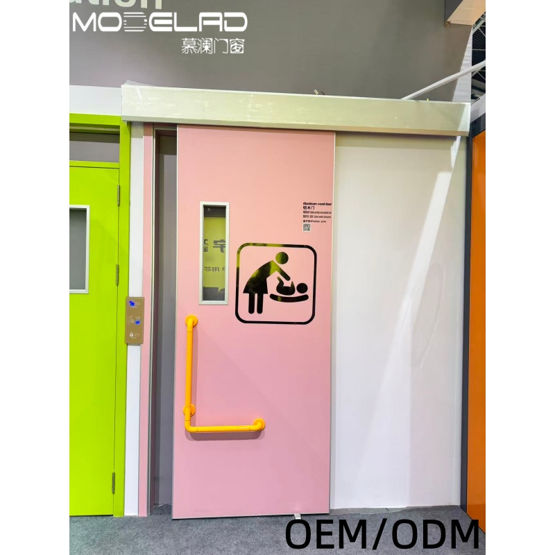 Heavy Duty Hospital Sliding Door Barrier-Free Accessible Aluminum Wood Commercial Door for Nursing Home Clinic Disabled Toilet