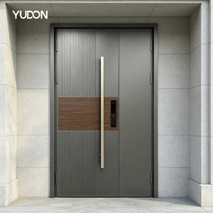 YUDON DOOR Aluminium Armored Door Reinforced Entry Door with Wood Grain Panel Anti Rust Hurricane Proof for Luxury Home Projects